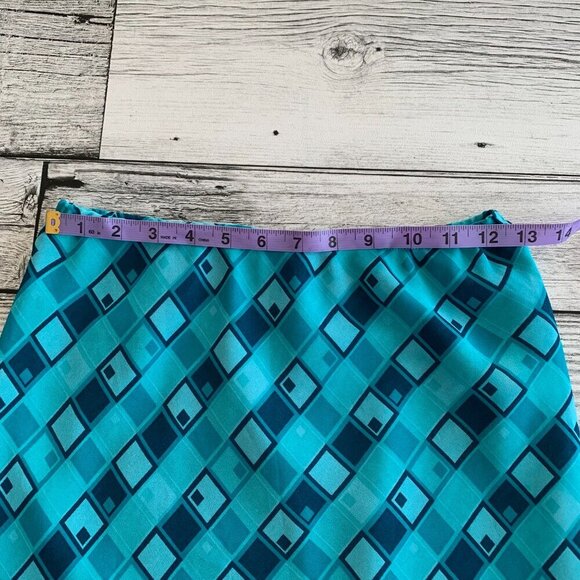 Vintage Geometric Print Semi Sheer Chiffon Retro Midi Skirt - Picture 9 of 11